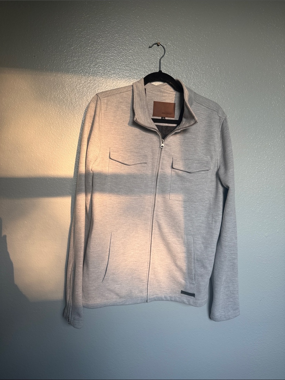 CIVIL SOCIETY Small Men's Light Gray Full-Zip Sweater Jacket